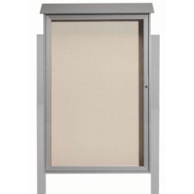 Aarco Products PLD5438DPP-2 Light Gray Single Hinged Door Plastic Lumber Message Center with Vinyl Board with Posts, 38&quot;W x 54&quot;H 
