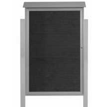 Aarco Products PLD5438LDPP-2 Light Gray Single Hinged Door Plastic Lumber Message Center with Letter Board with Posts, 38&quot;W x 54&quot;H