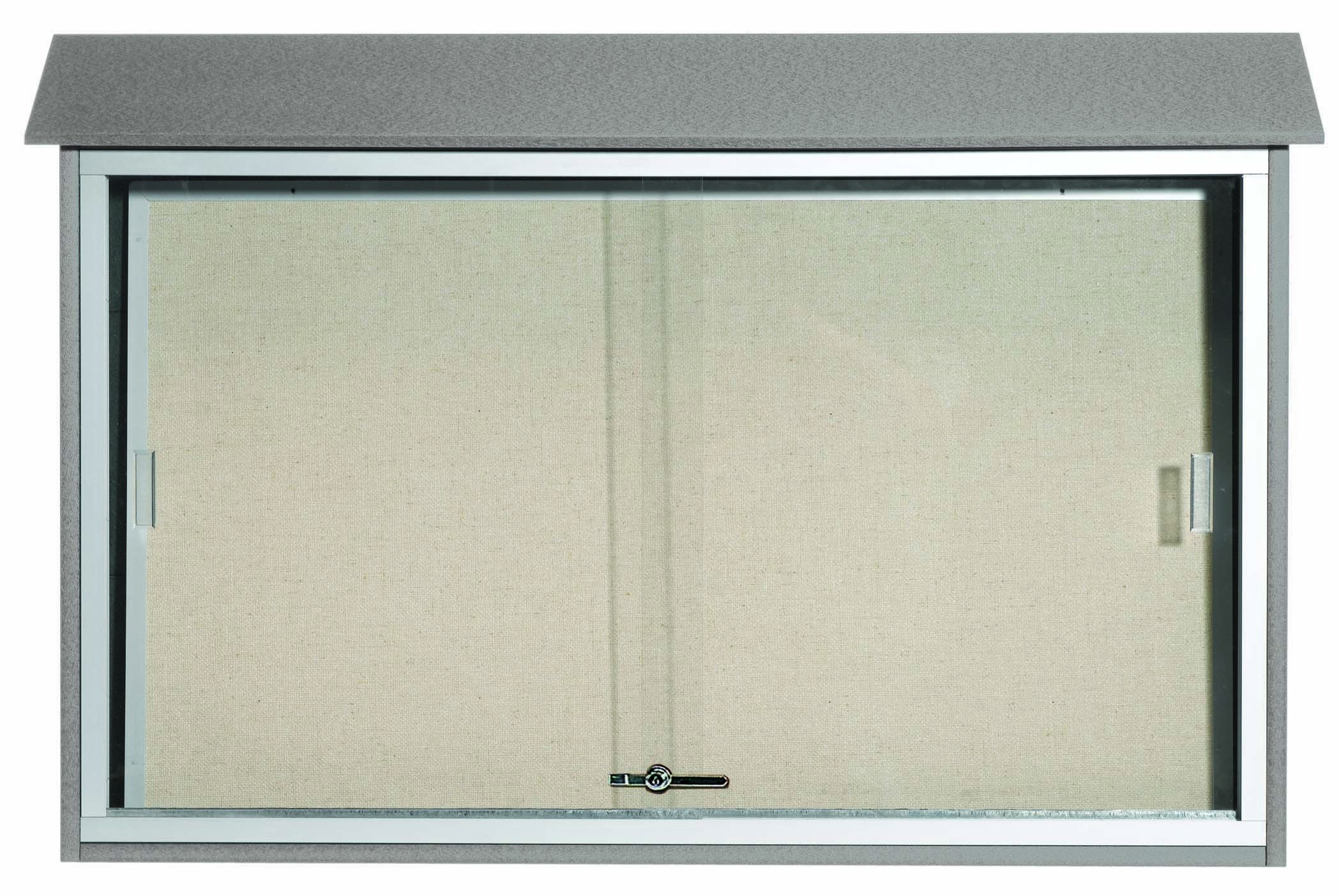 Aarco Products PLDS3045-2 Light Gray Sliding Door Plastic Lumber Message Center with Vinyl Board, 45"W x 30"H