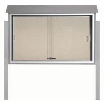 Aarco Products PLDS3045DPP-2 Light Gray Sliding Door Plastic Lumber Message Center with Vinyl Board with Posts, 45&quot;W x 30&quot;H
