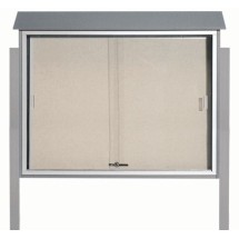 Aarco Products PLDS3645DPP-2 Light Gray Sliding Door Plastic Lumber Message Center with Vinyl Board with Posts, 45&quot;W x 36&quot;H