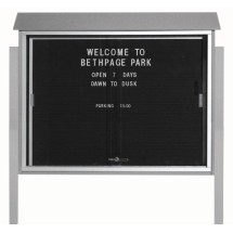 Aarco Products PLDS3645LDPP-2 Light Gray Sliding Door Plastic Lumber Message Center with Letter Board with Posts, 45&quot;W x 36&quot;H 