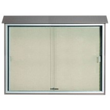 Aarco Products PLDS4052-2 Light Gray Sliding Door Plastic Lumber Message Center with Vinyl Board, 52&quot;W x 40&quot;H