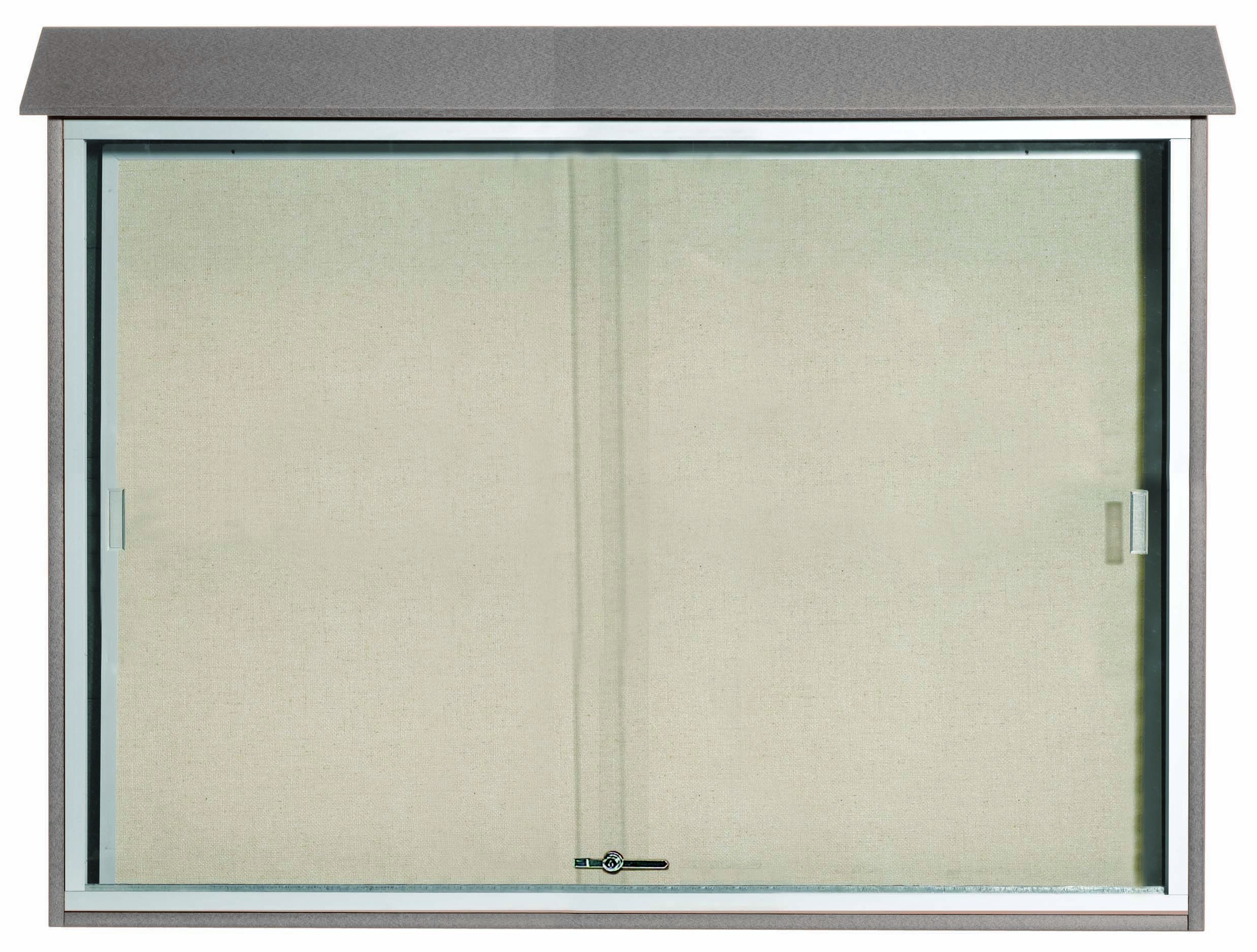Aarco Products PLDS4052-2 Light Gray Sliding Door Plastic Lumber Message Center with Vinyl Board, 52"W x 40"H