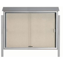 Aarco Products PLDS4052DPP-2 Light Gray Sliding Door Plastic Lumber Message Center with Vinyl Board with Posts, 52&quot;W x 40&quot;H