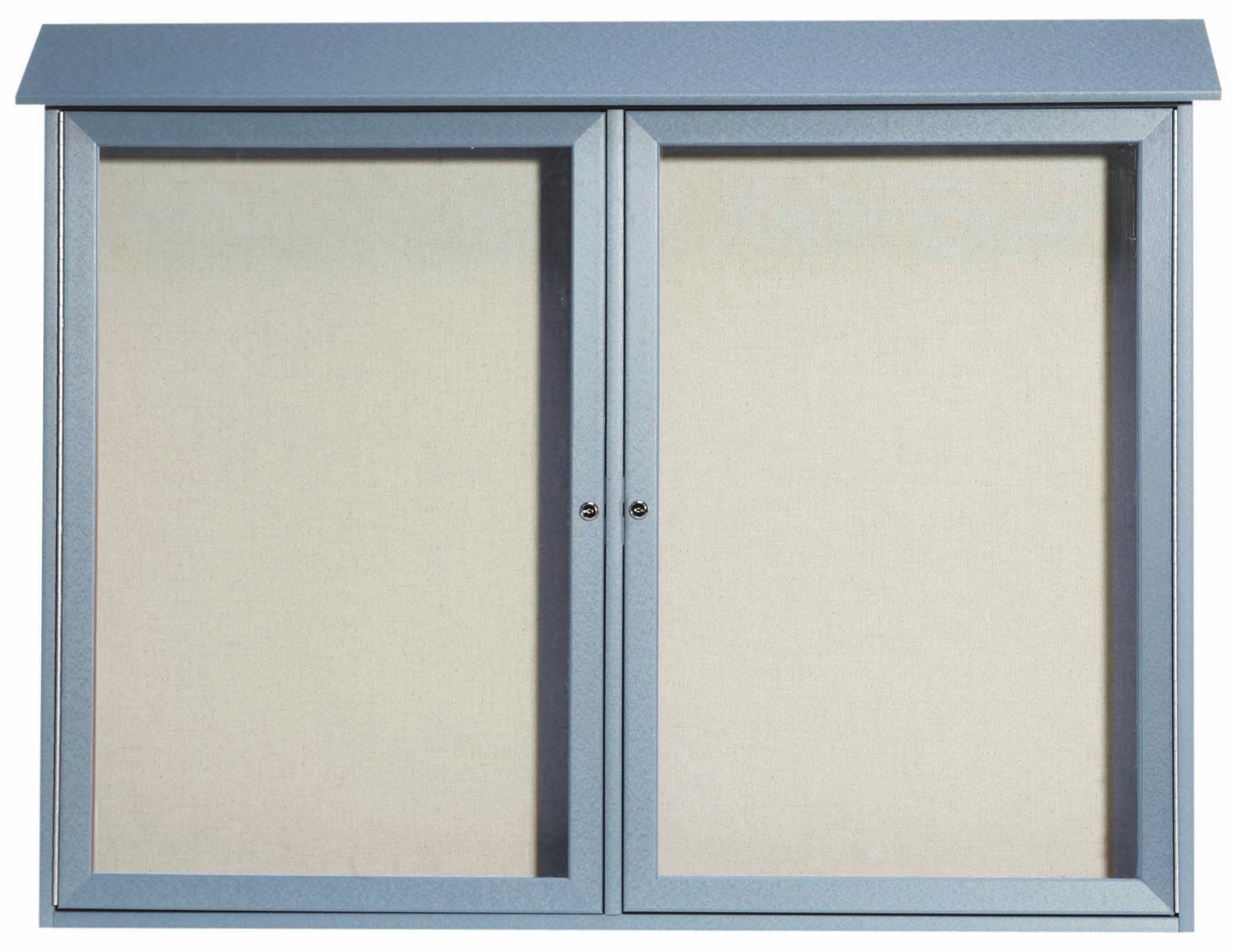Aarco Products PLD4052-2-2 Light Gray Two Door Hinged Door Plastic Lumber Message Center with Vinyl Board, 52"W x 40"H