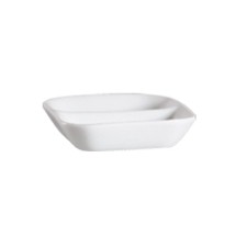 CAC China 101-SQ2 Lincoln Divided Sauce Dish 3&quot; x 3&quot;