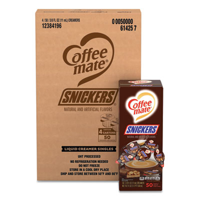 Liquid Coffee Creamer, Snickers, 0.38 oz Mini Cups, 200 Cups/Carton
