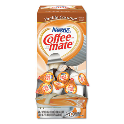 Liquid Coffee Creamer, Vanilla Caramel, 0.38 oz Mini Cups, 50/Box