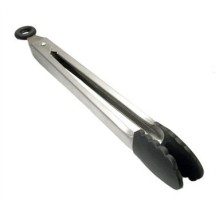 TableCraft 4012BK Stainless Steel Locking Tong with Black Silicone Tip 12&quot;