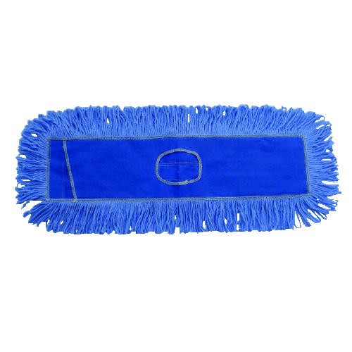 Looped-End Dust Mop Head, Cotton/Synthetic, 24" x 6.5", Blue