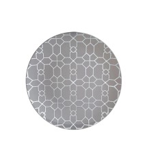 Luxe Party Gray Silver Geo Round Plastic Dinner Plate 10.25" - 10 pcs