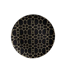 Luxe Party Black Gold Geo Round Plastic Dinner Plate 10.25" - 10 pcs