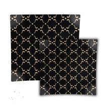 Luxe Party Black Gold Pattern Square Plastic Dinner Plate 10.5" - 10 pcs