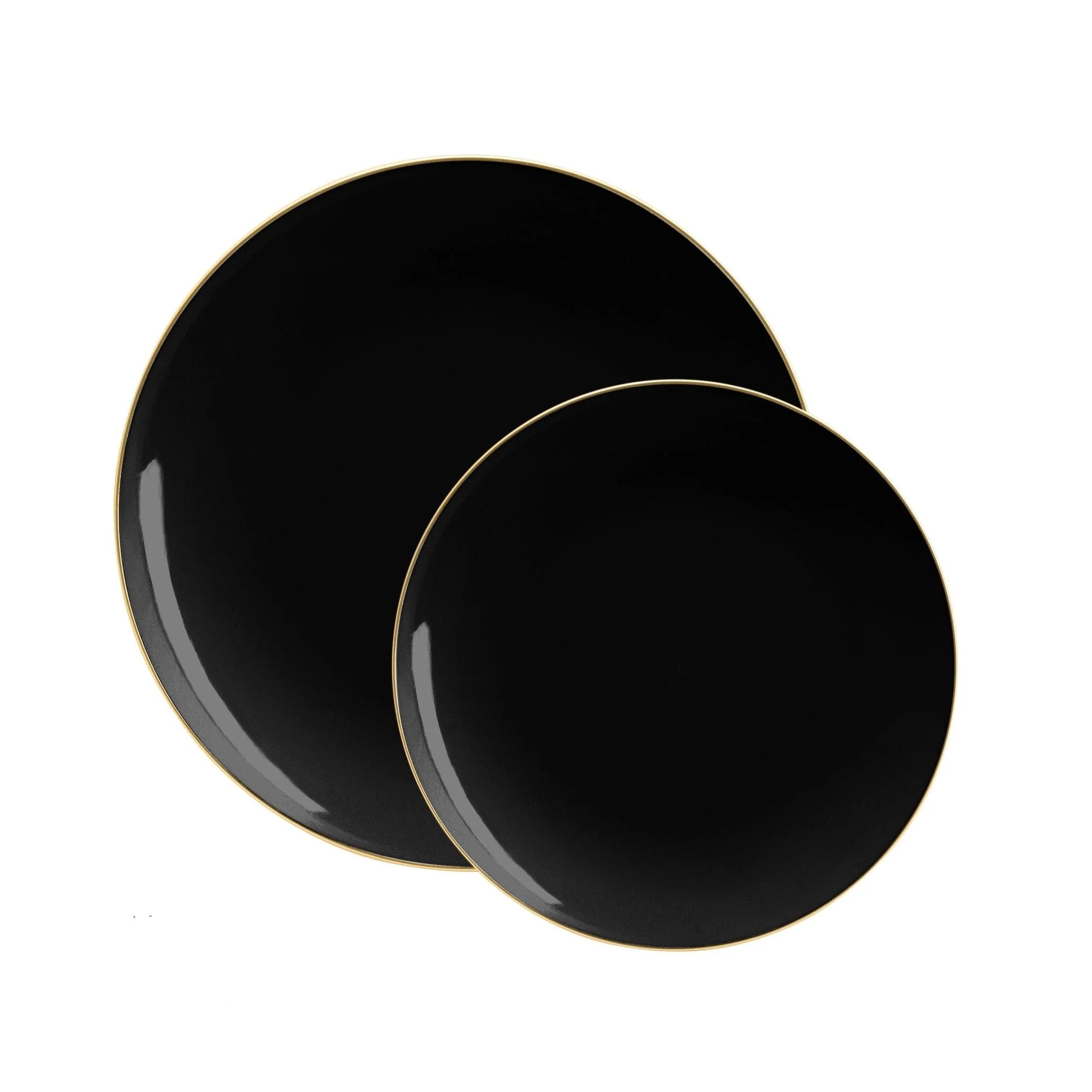 Luxe Party Black Gold Rim Round Plastic Appetizer Plate  7.25