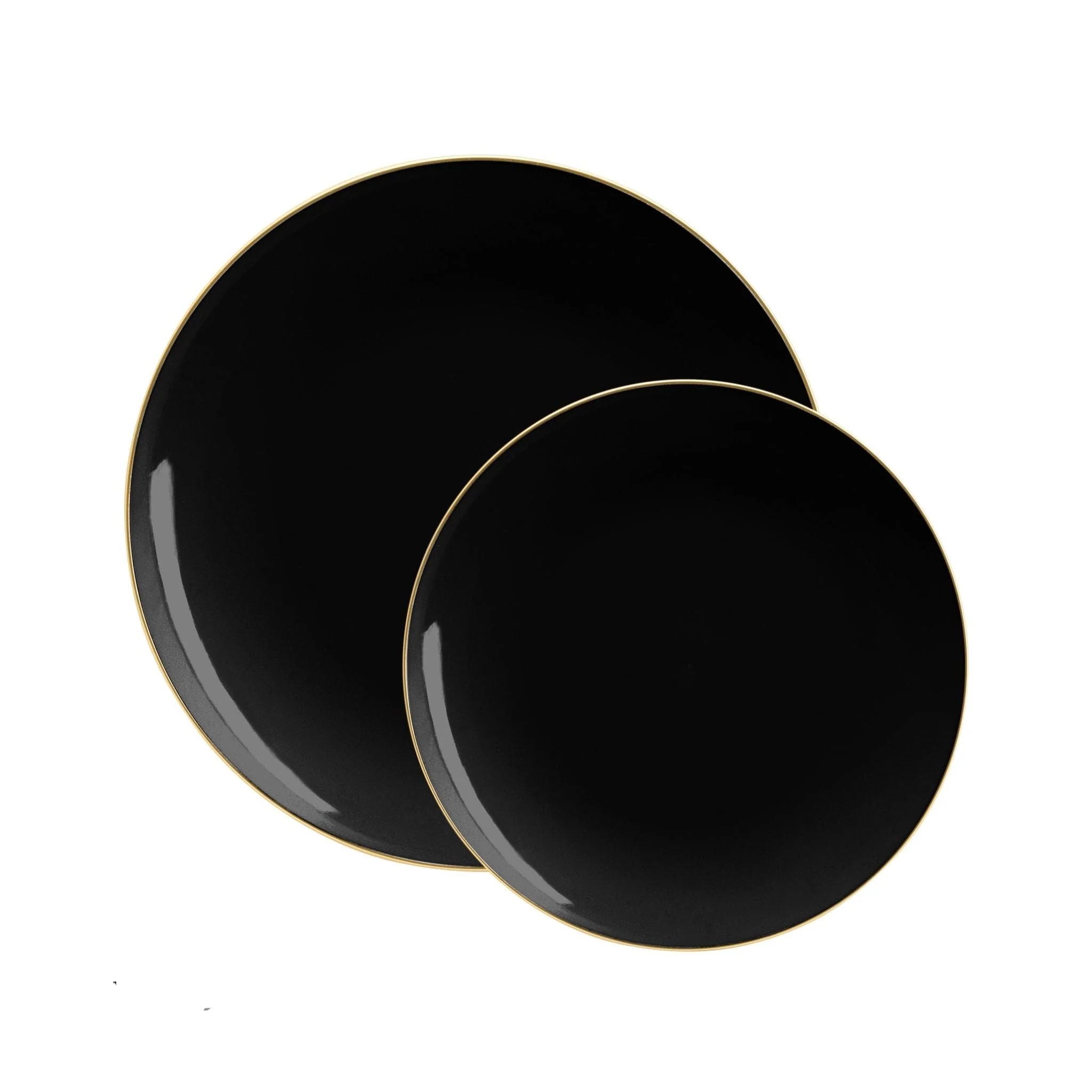 Luxe Party Black Gold Rim Round Plastic Dinner Plate 10.25