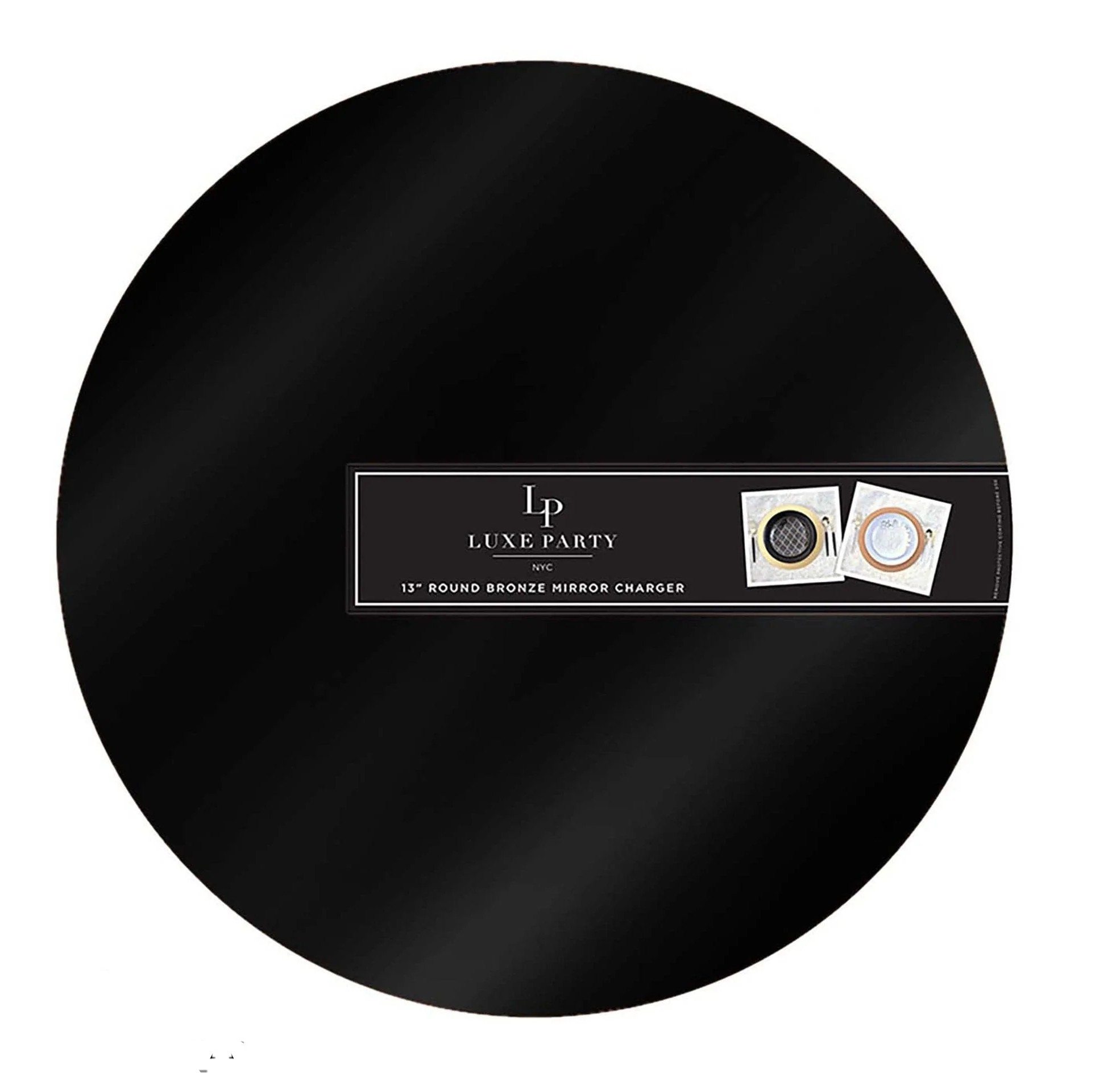 Luxe Party Black Round Lightweight Mirror Charger Plate 13"