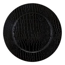 Luxe Party Black Snake Skin Round Plastic Charger Plate 13"