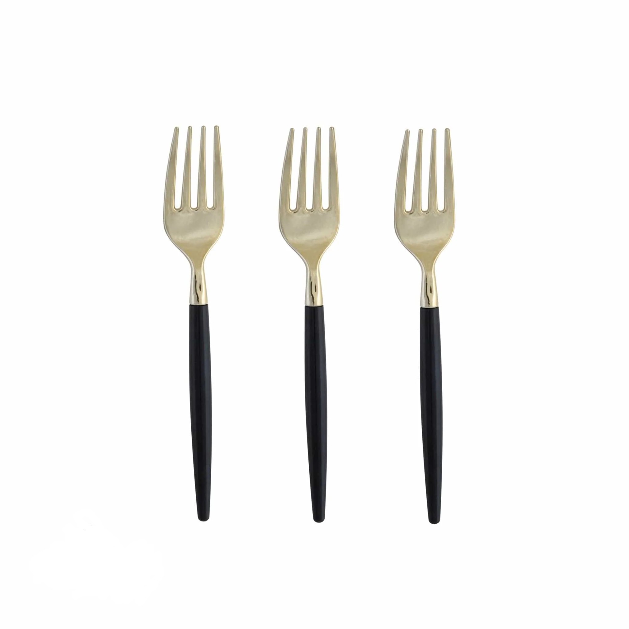 Luxe Party Black and Gold Two Tone Plastic Mini Forks - 20 pcs