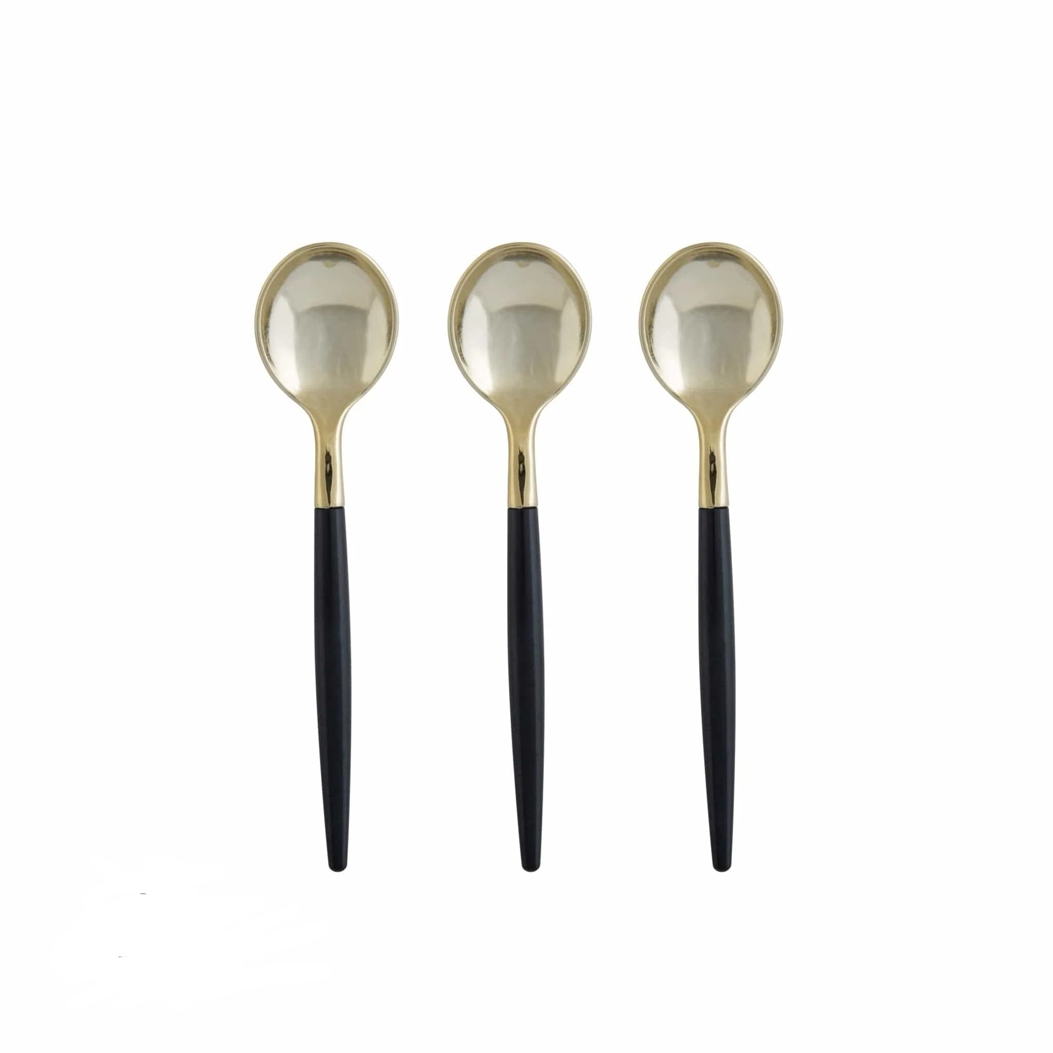 Luxe Party Black and Gold Two Tone Plastic Mini Spoons - 20 pcs