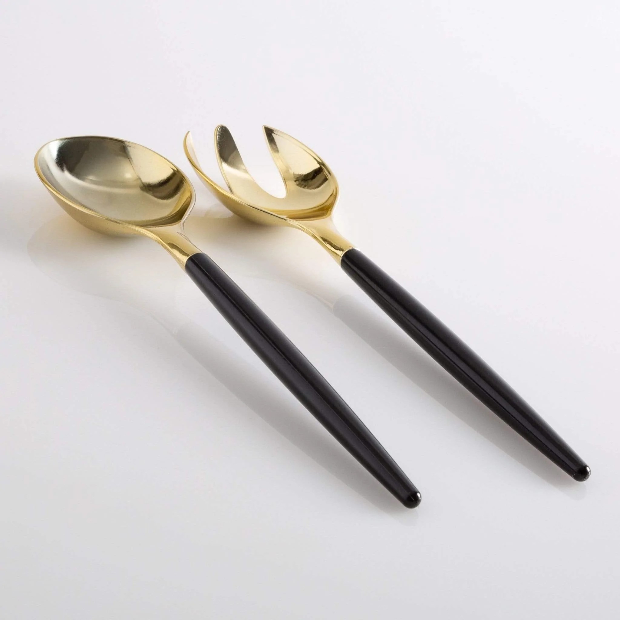 Luxe Party Black and Gold Two Tone Plastic Serving Spoon/Fork Set