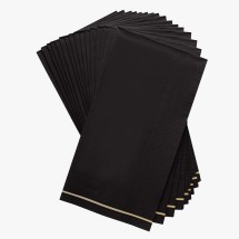 Luxe Party Black with Gold Stripe Dinner Napkins - 16 pcs