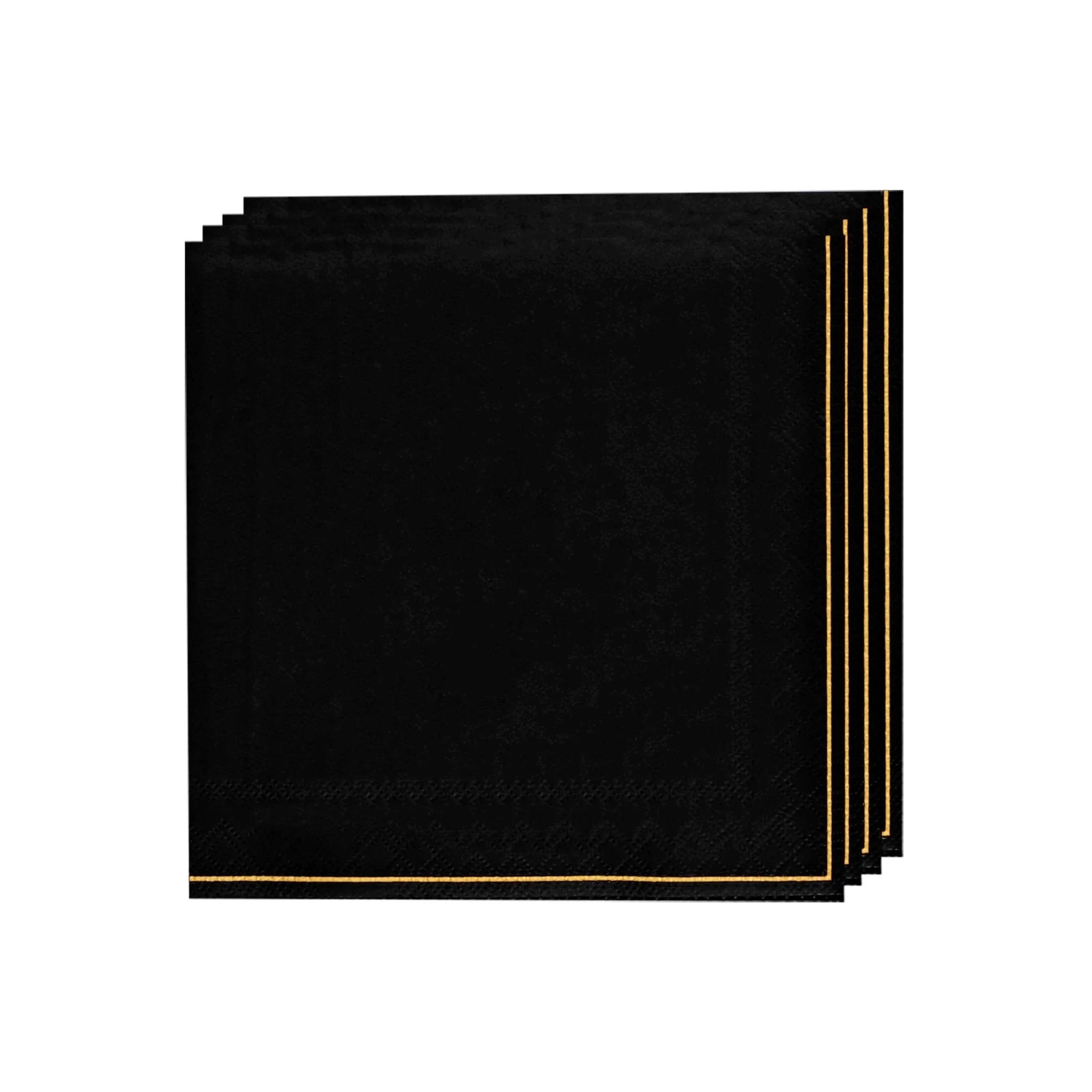 Luxe Party Black with Gold Stripe Lunch Napkins - 20 pcs
