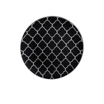 Luxe Party Black with Silver Lattice Pattern Plastic Appetizer Plate 7.25" - 10 pcs