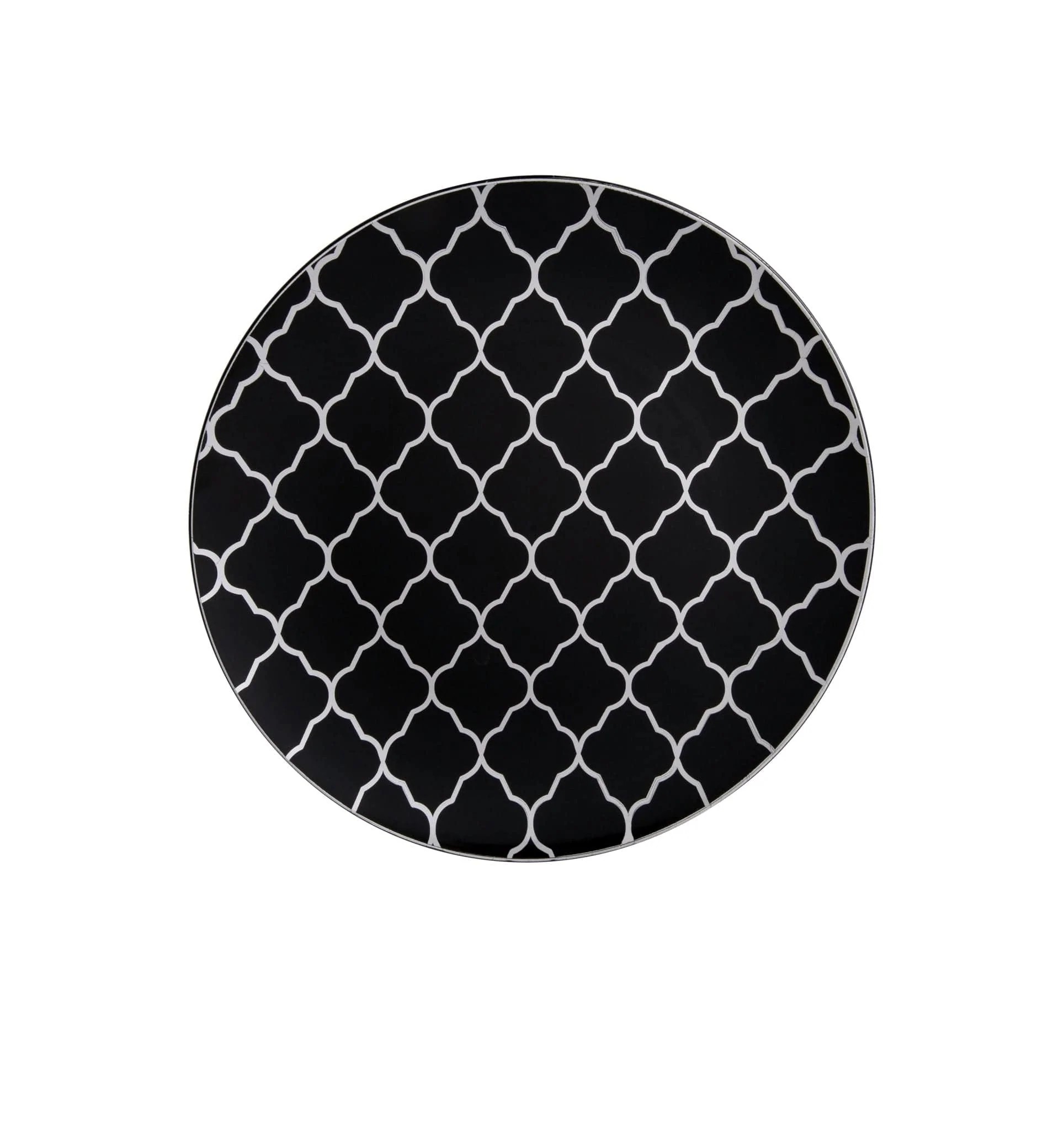 Luxe Party Black with Silver Lattice Pattern Plastic Appetizer Plate 7.25