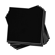 Luxe Party Black with Silver Stripe Beverage Napkins - 20 pcs