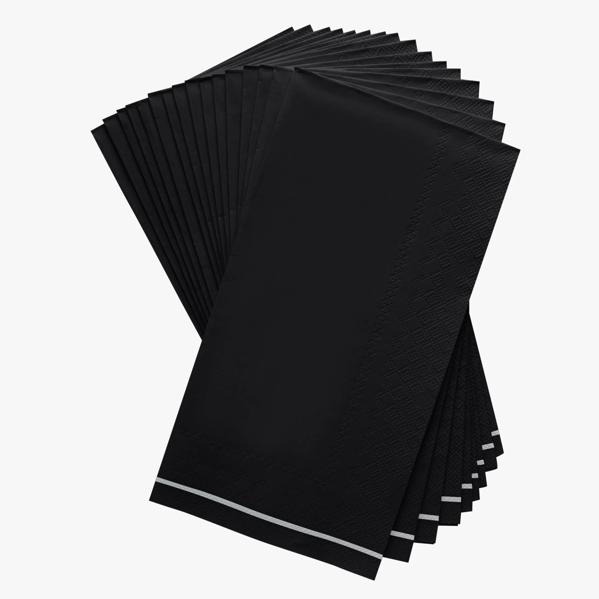 Luxe Party Black with Silver Stripe Dinner Napkins - 16 pcs