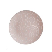 Luxe Party Blush Silver Geo Round Plastic Dinner Plate 10.25" - 10 pcs