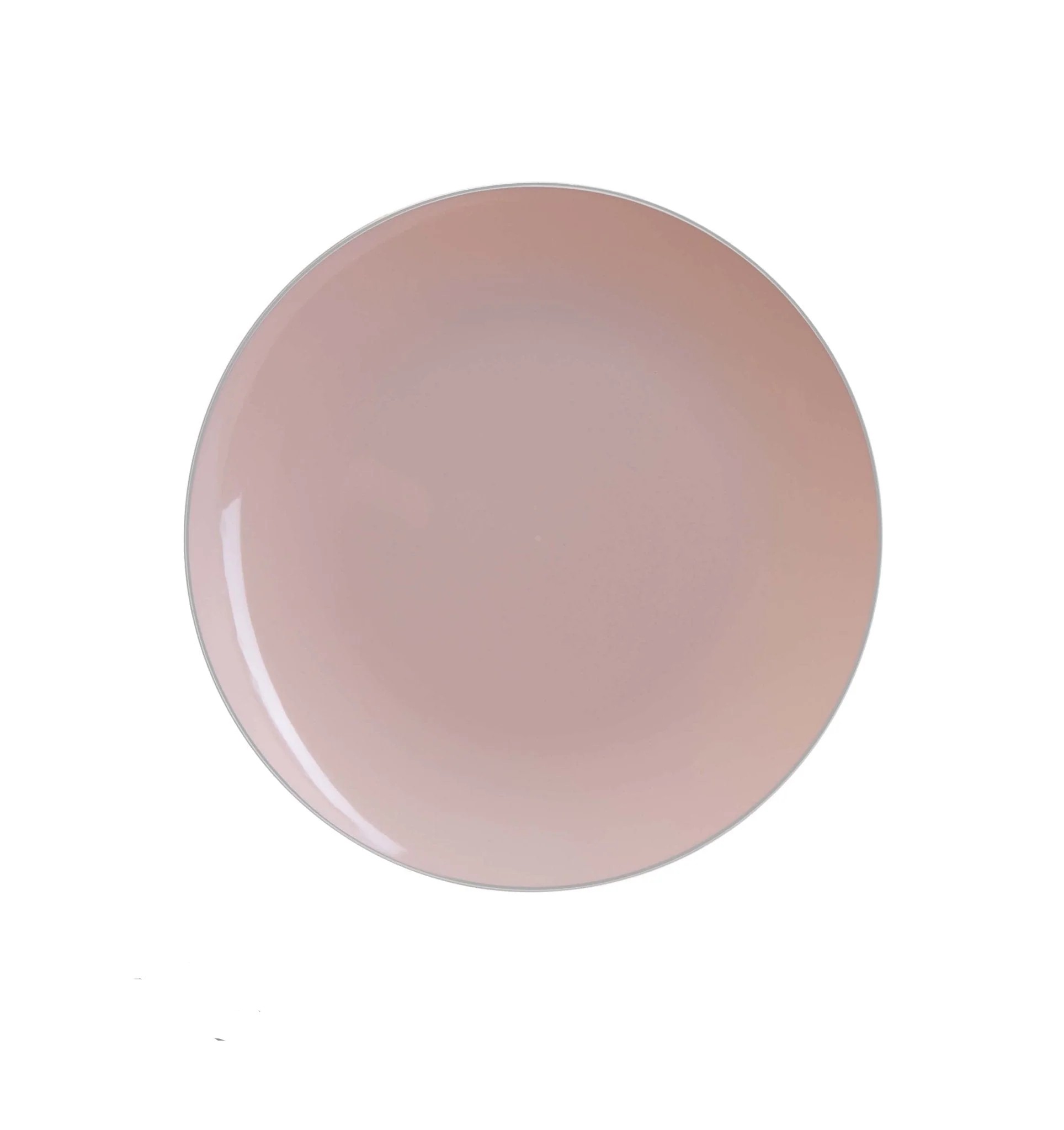 Luxe Party Blush Silver Rim Round Plastic Dinner Plate 10.25