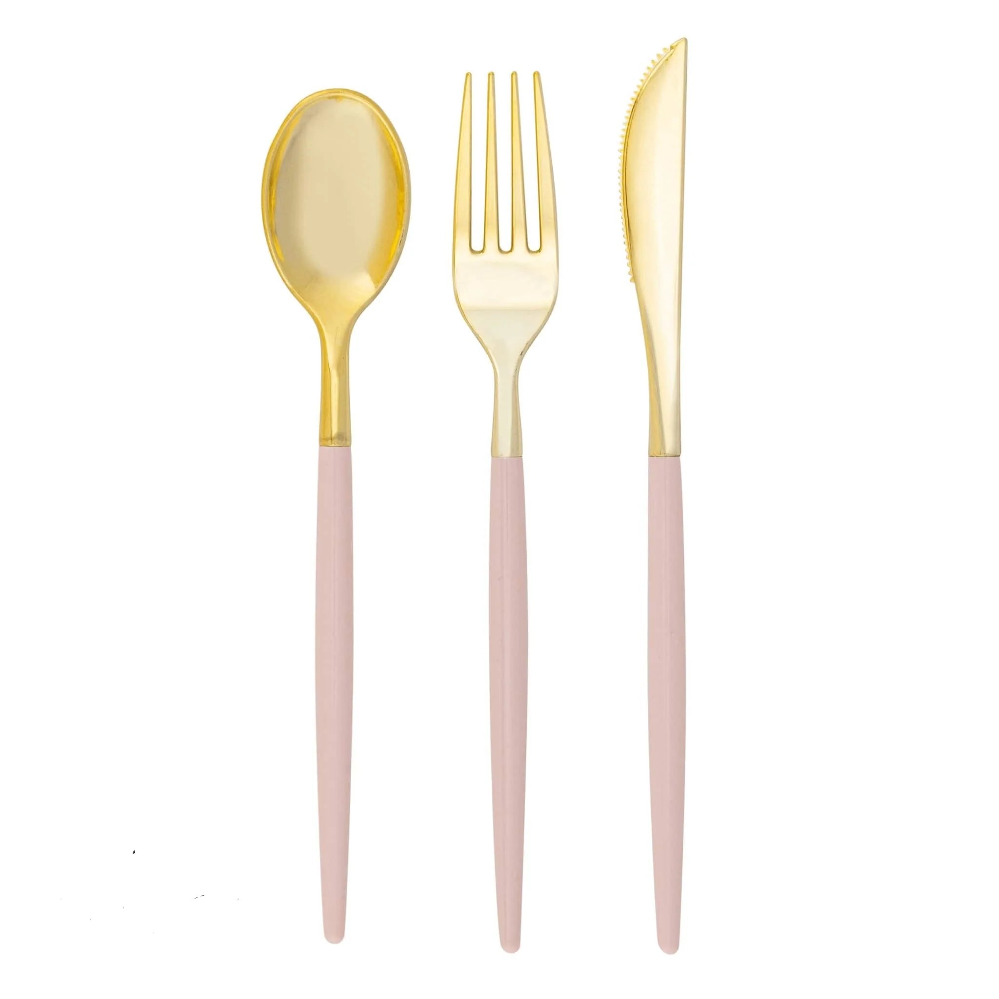 Luxe Party Blush and Gold Two Tone Plastic Cutlery Set - 32 pcs