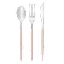 Luxe Party Blush and Silver Two Tone Plastic Cutlery Set - 32 pcs
