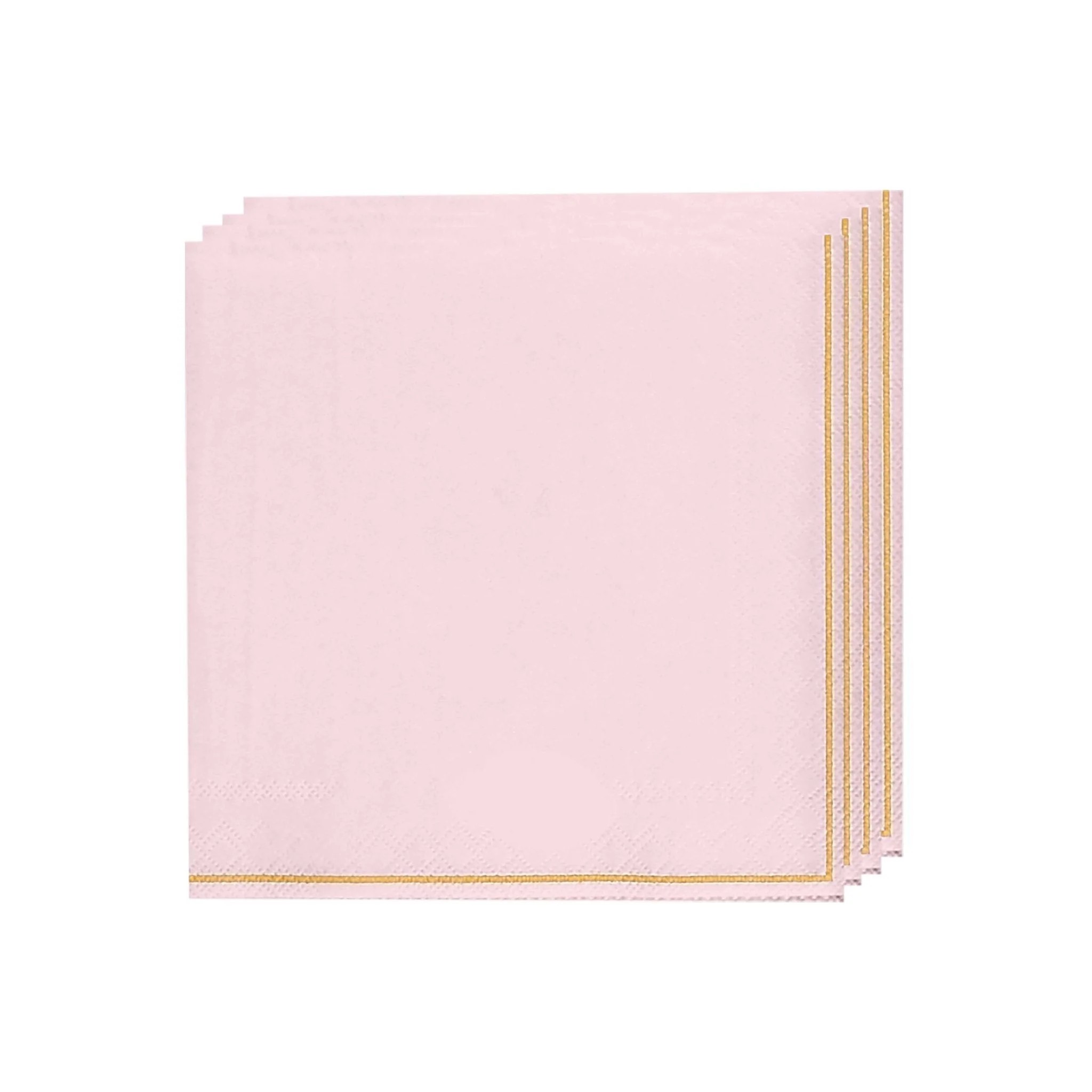Luxe Party Blush with Gold Stripe Beverage Napkins - 20 pcs