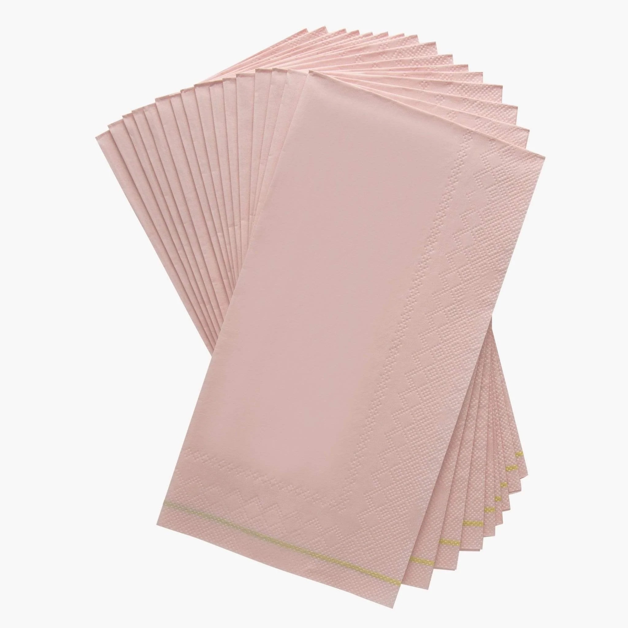 Luxe Party Blush with Gold Stripe Dinner Napkins - 16 pcs