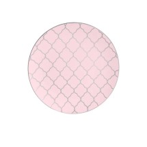 Luxe Party Blush with Silver Lattice Pattern Plastic Appetizer Plate 7.25" - 10 pcs