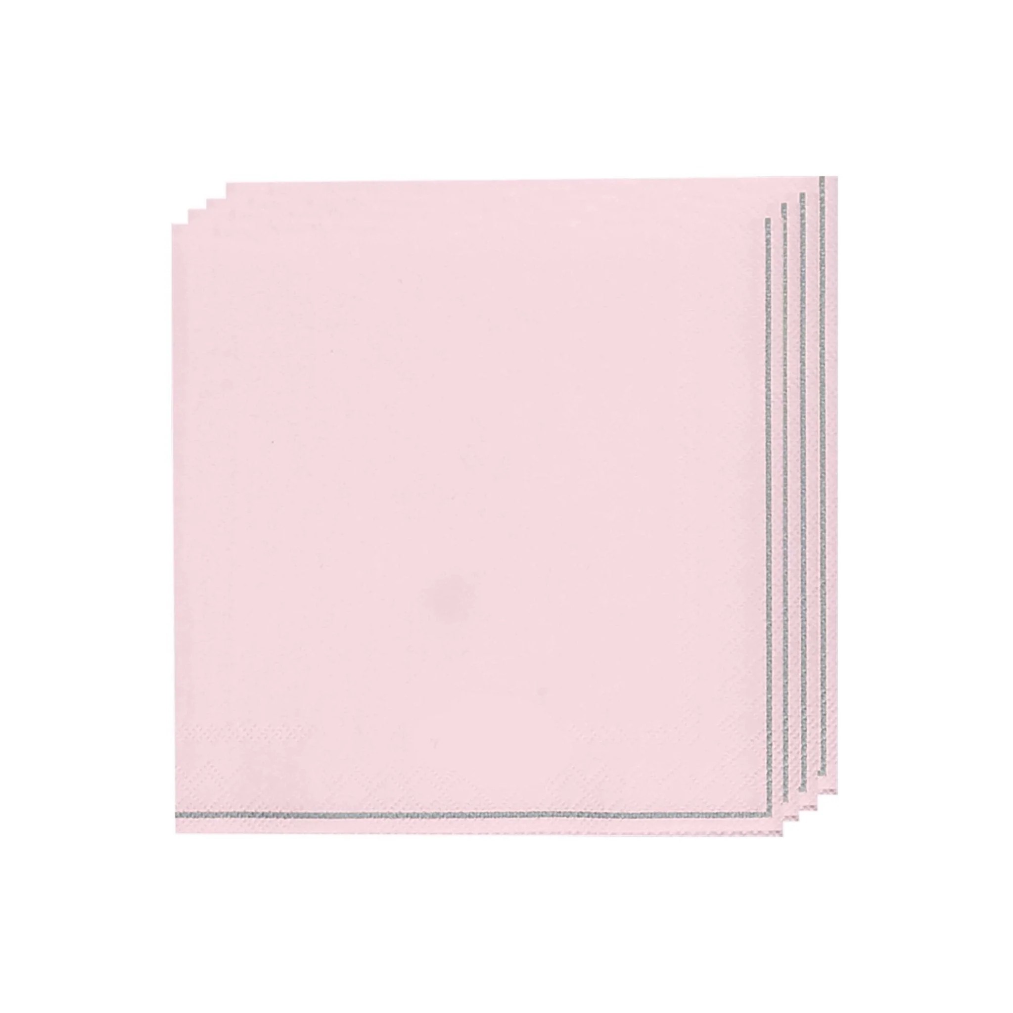Luxe Party Blush with Silver Stripe Lunch Napkins - 20 pcs