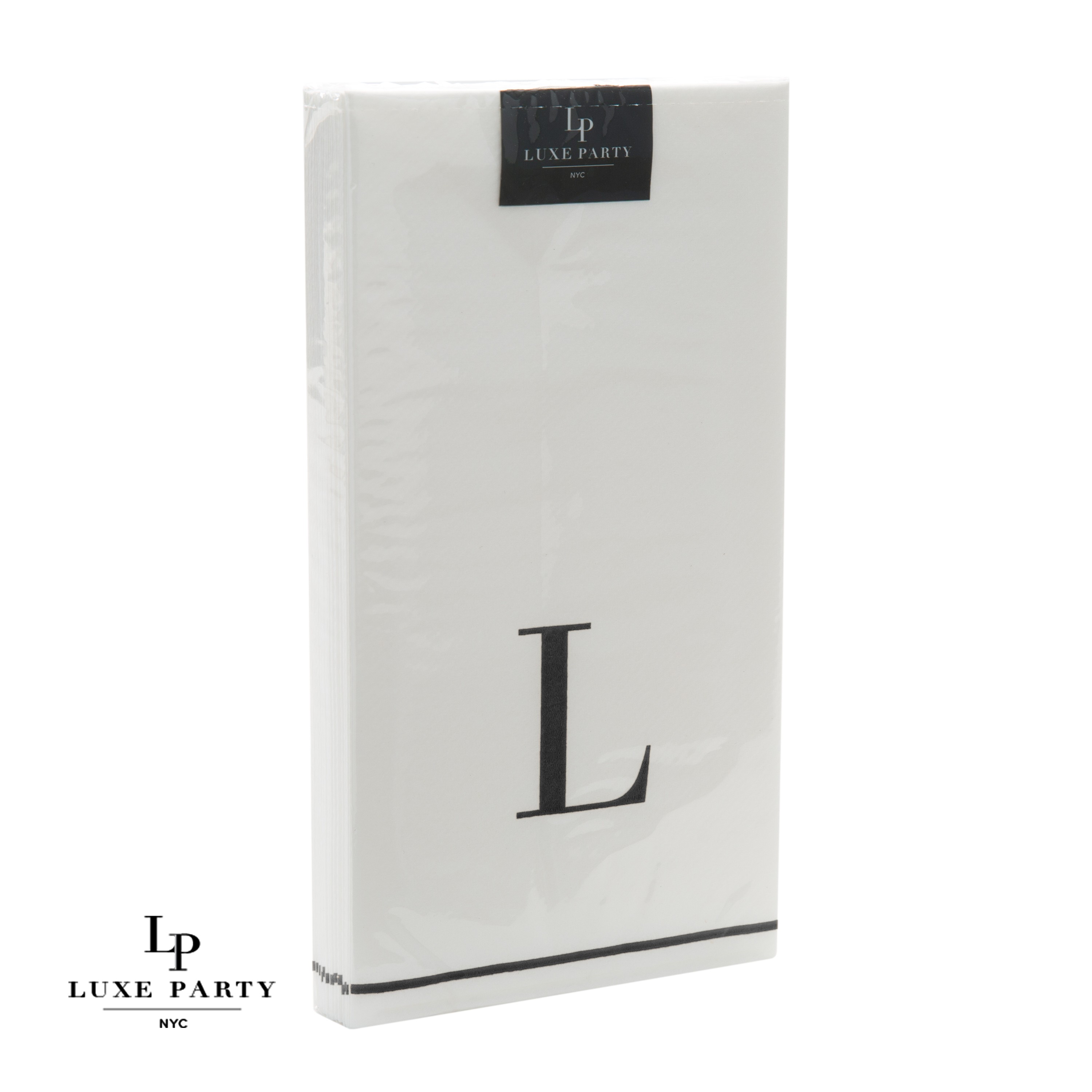 Luxe Party Bodoni Script Single Initial Black Letter L Paper Guest Napkins- 14 pcs