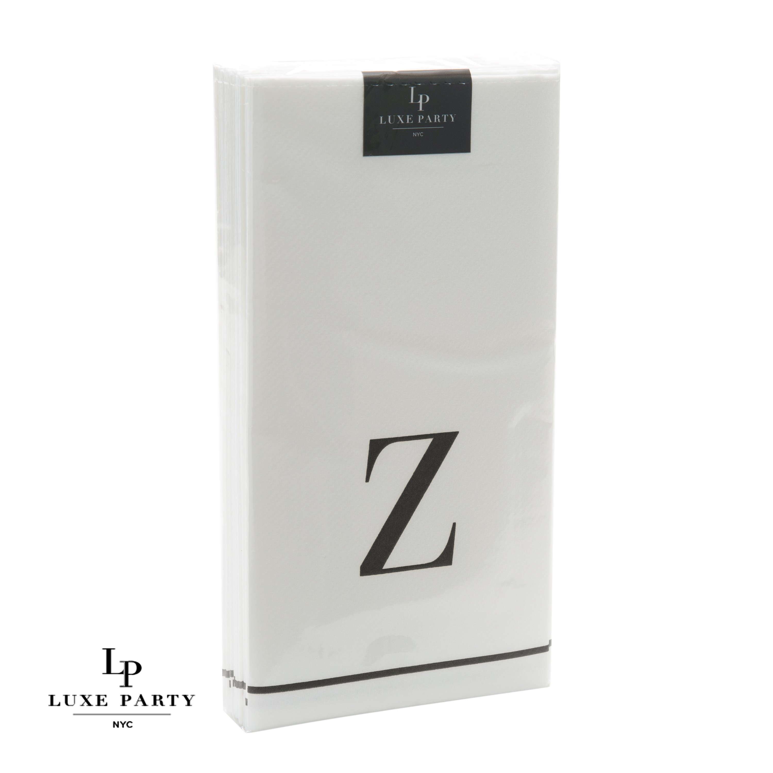 Luxe Party Bodoni Script Single Initial Black Letter Z Paper Guest Napkins- 14 pcs