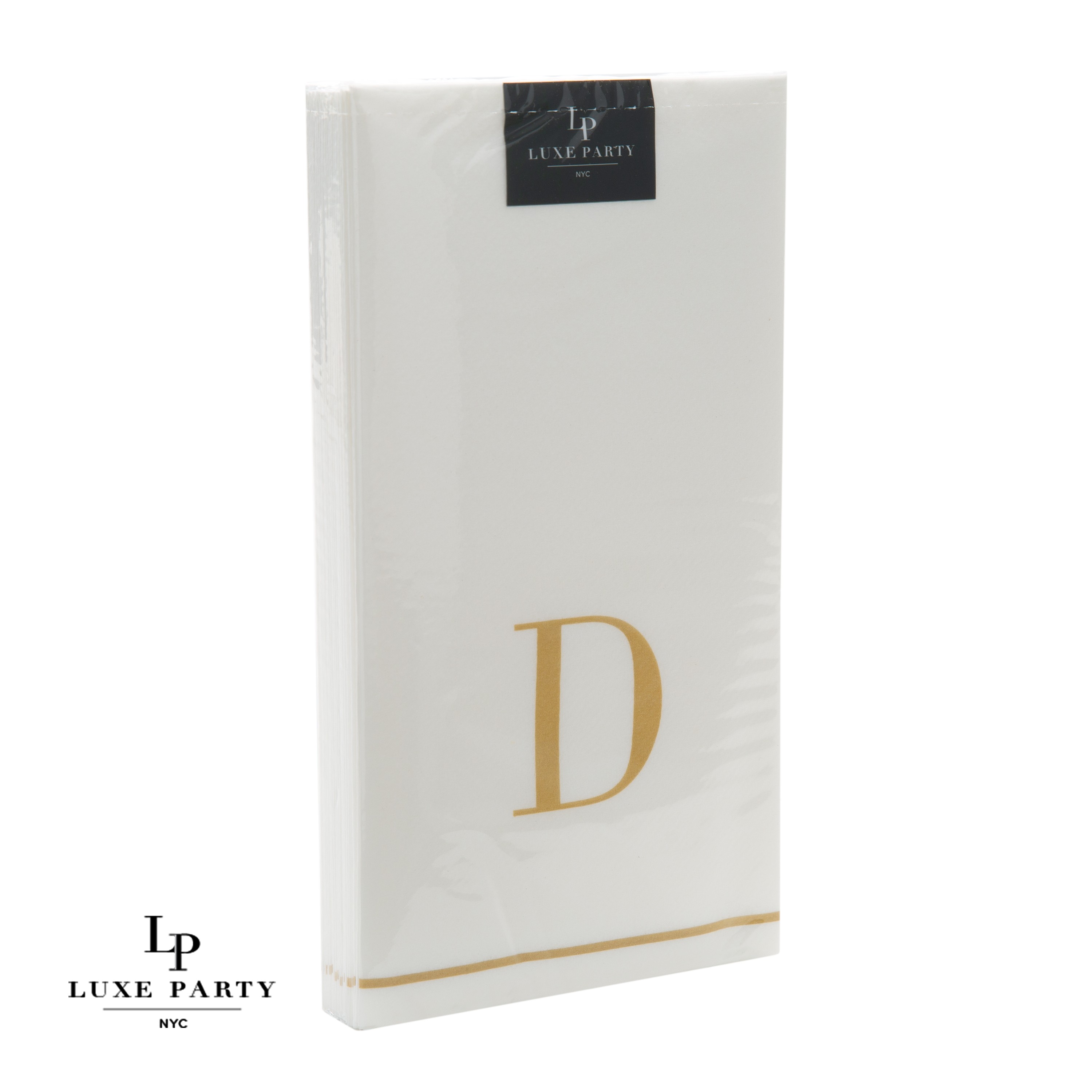 Luxe Party Bodoni Script Single Initial Gold Letter D Paper Guest Napkins- 14 pcs