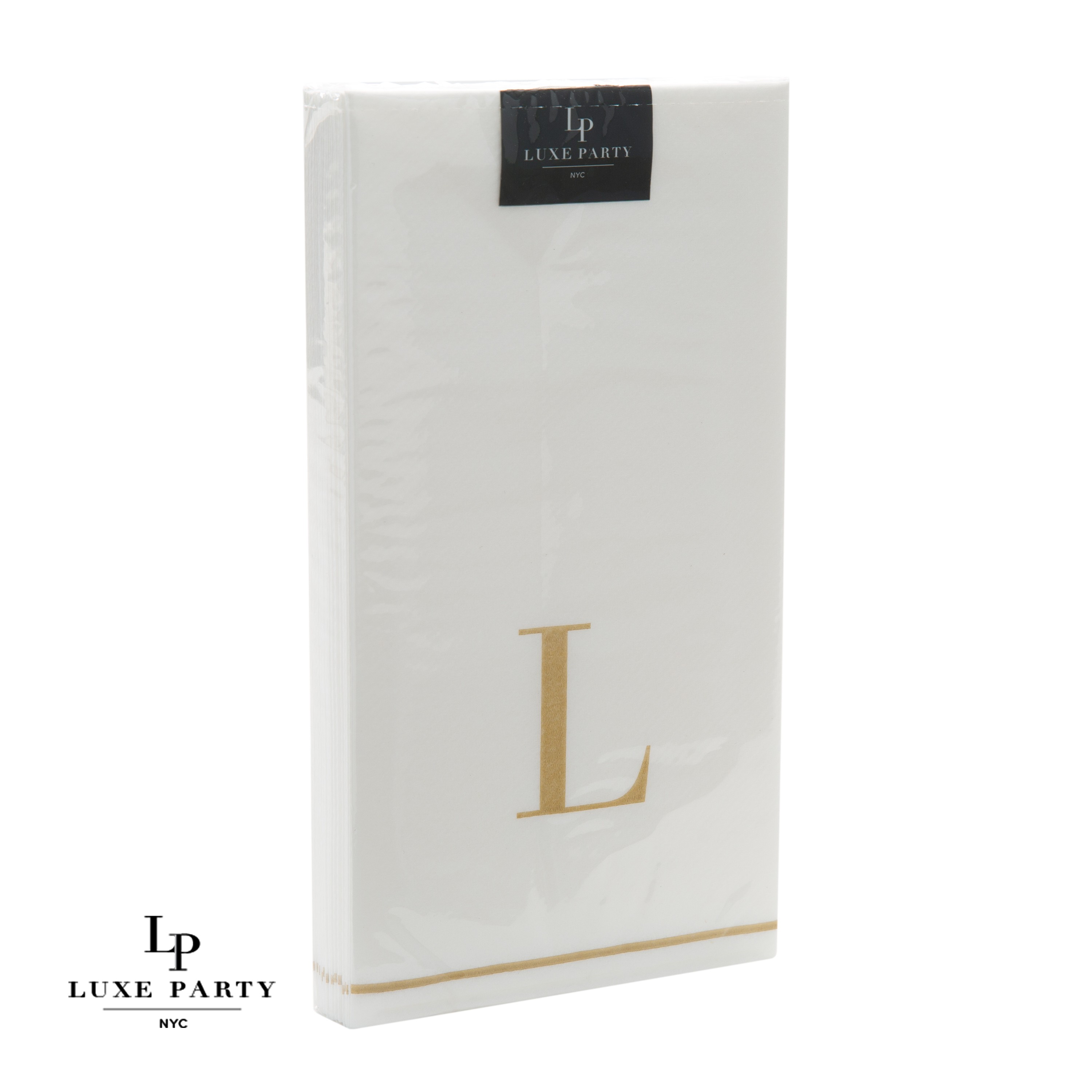 Luxe Party Bodoni Script Single Initial Gold Letter L Paper Guest Napkins- 14 pcs