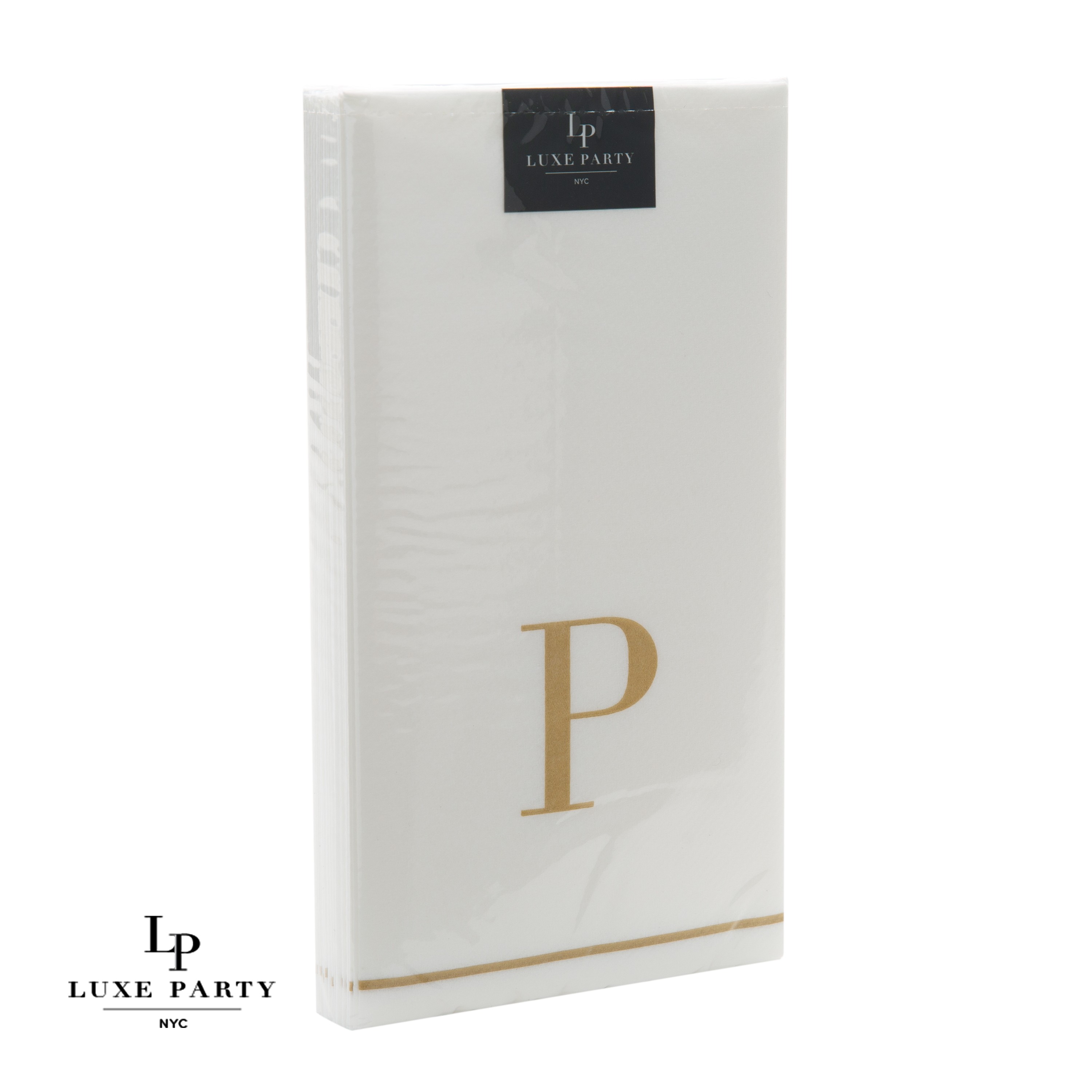 Luxe Party Bodoni Script Single Initial Gold Letter P Paper Guest Napkins- 14 pcs