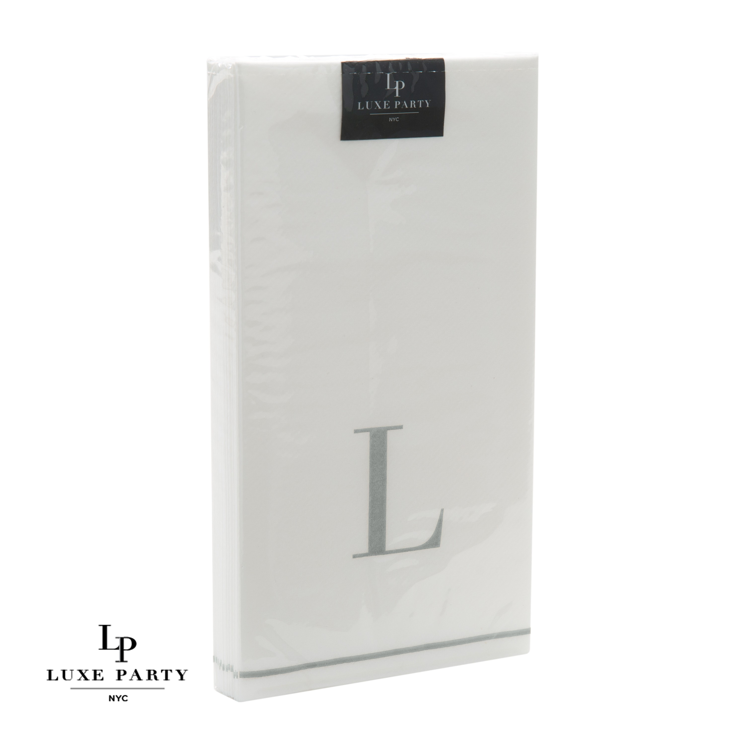 Luxe Party Bodoni Script Single Initial Silver Letter L Paper Guest Napkins - 14 pcs