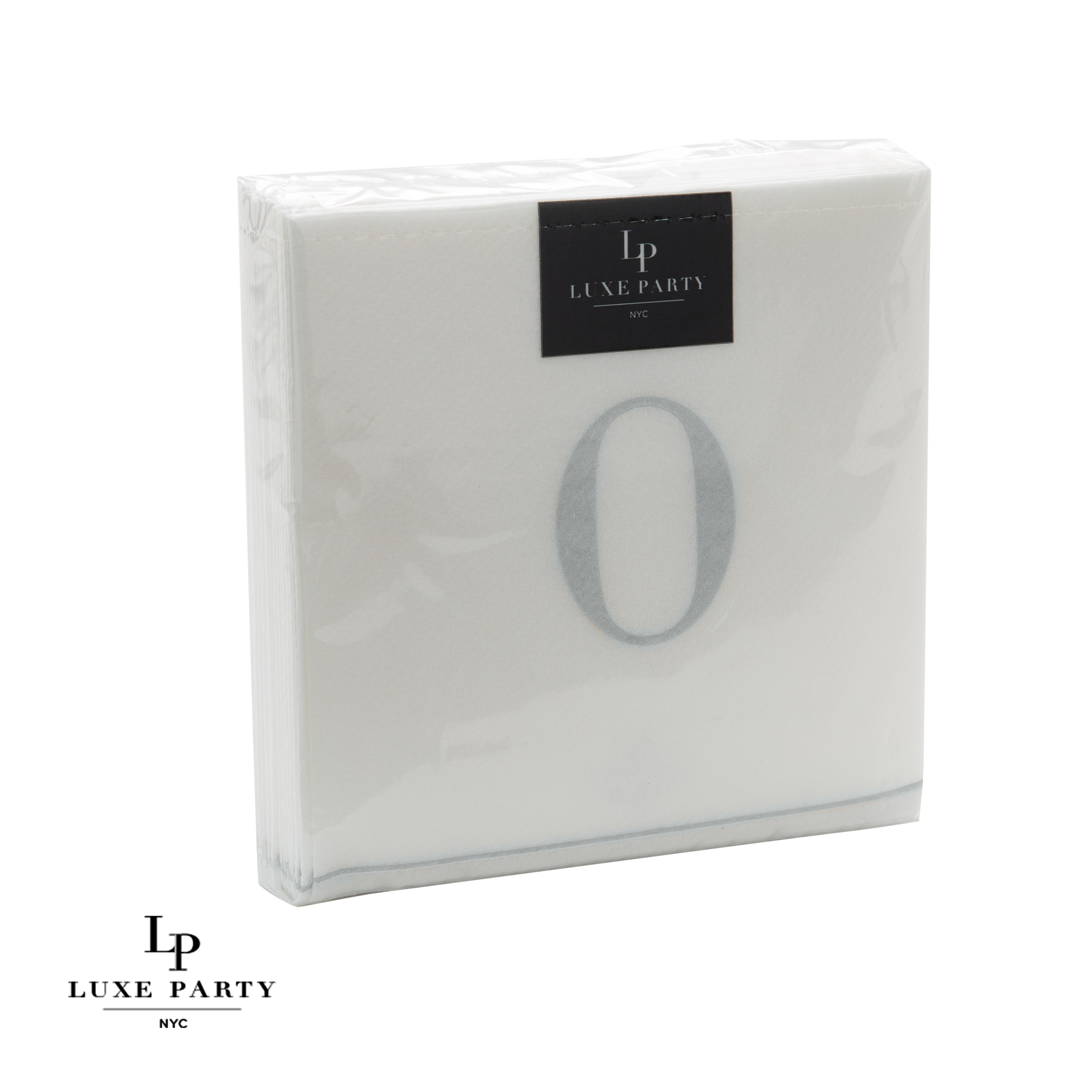 Luxe Party Bodoni Script Single Initial Silver Letter O Cocktail Napkins - 16 pcs