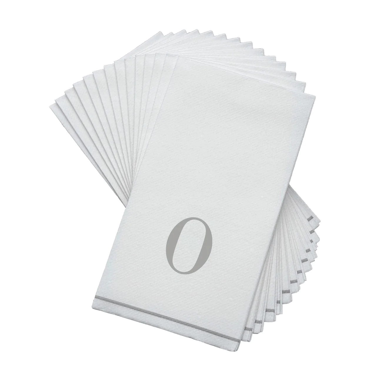 Luxe Party Bodoni Script Single Initial Silver Letter O Paper Guest Napkins - 14 pcs