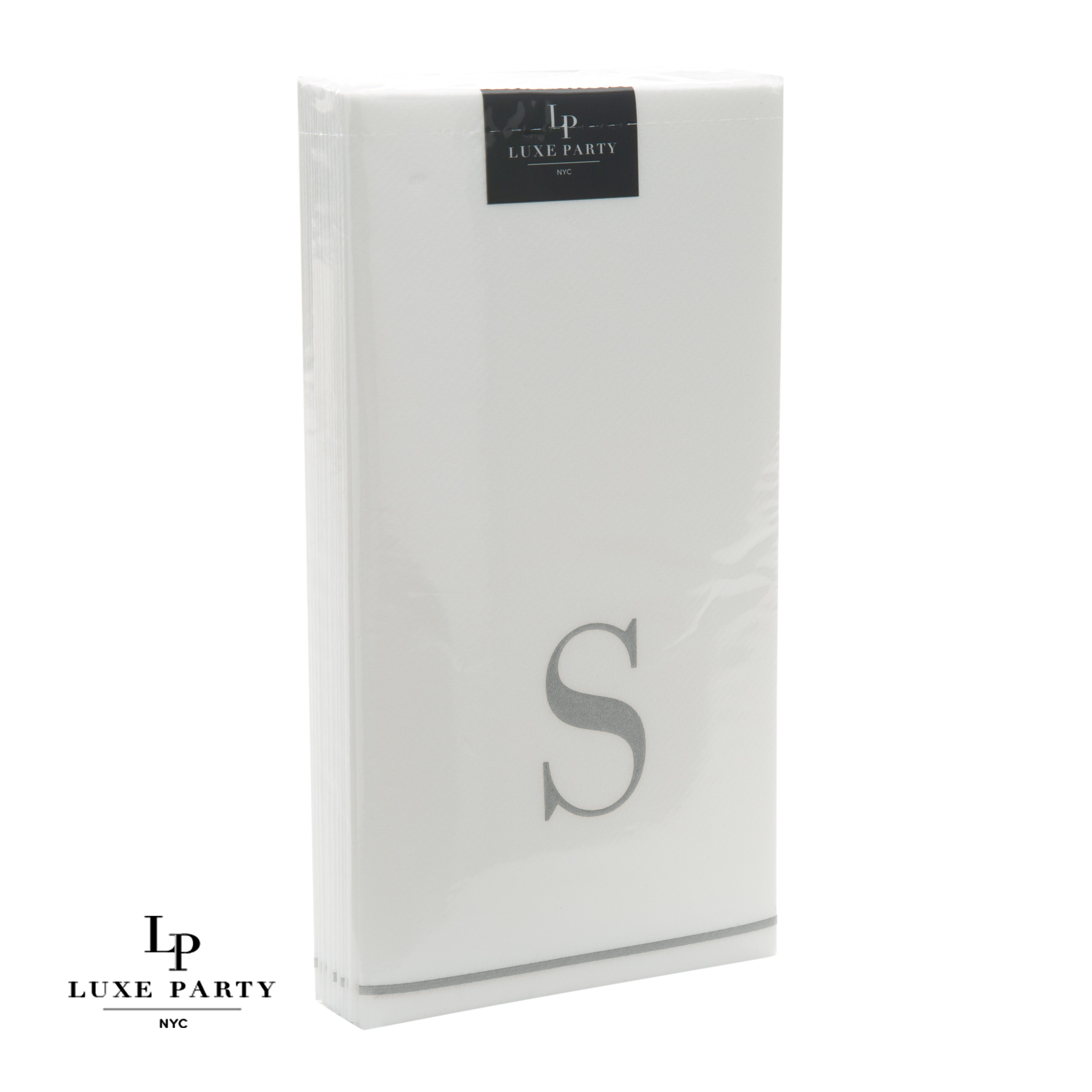 Luxe Party Bodoni Script Single Initial Silver Letter S Paper Guest Napkins - 14 pcs
