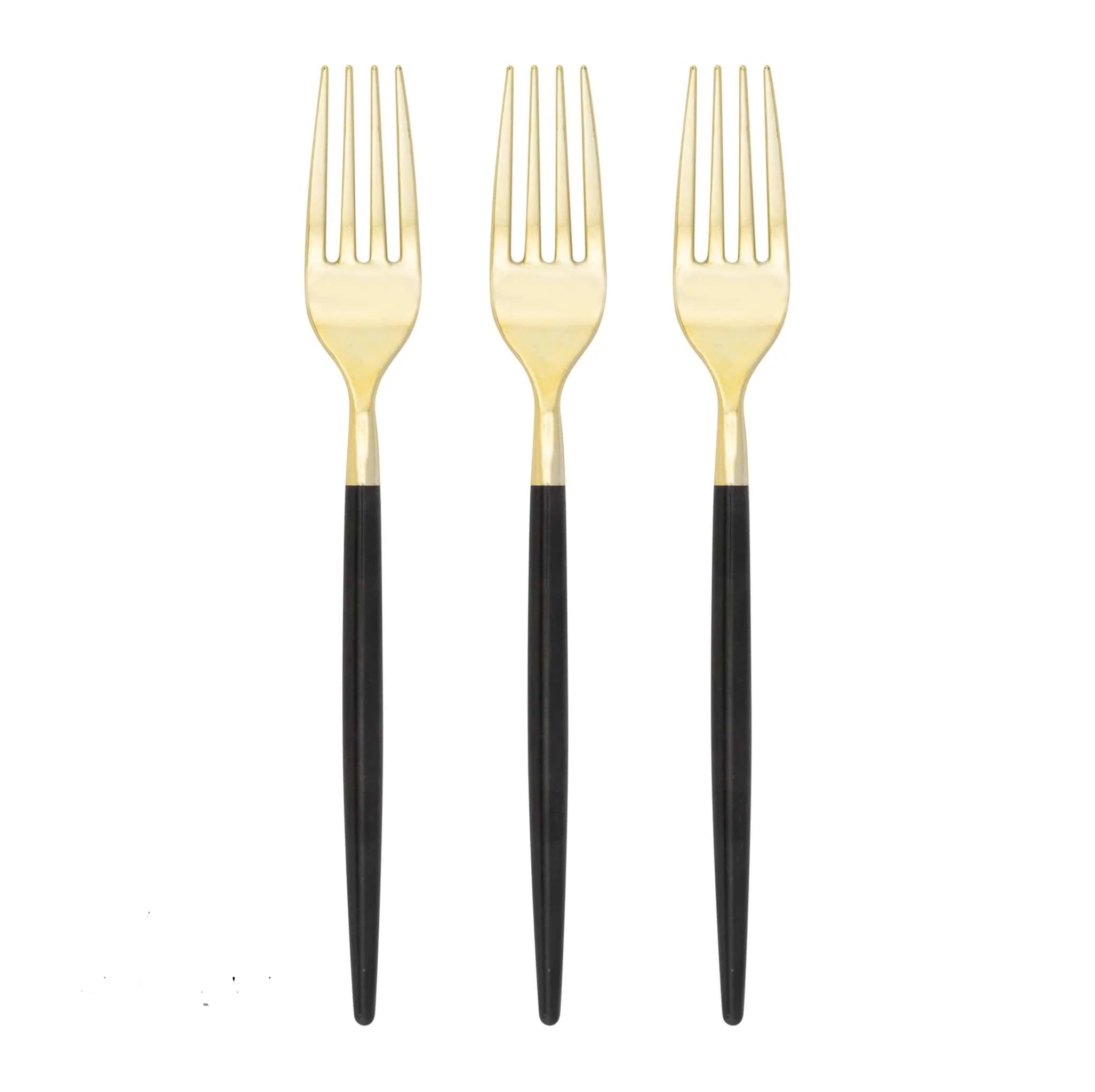 Luxe Party Chic Black and Gold Two Tone Plastic Forks - 32 pcs