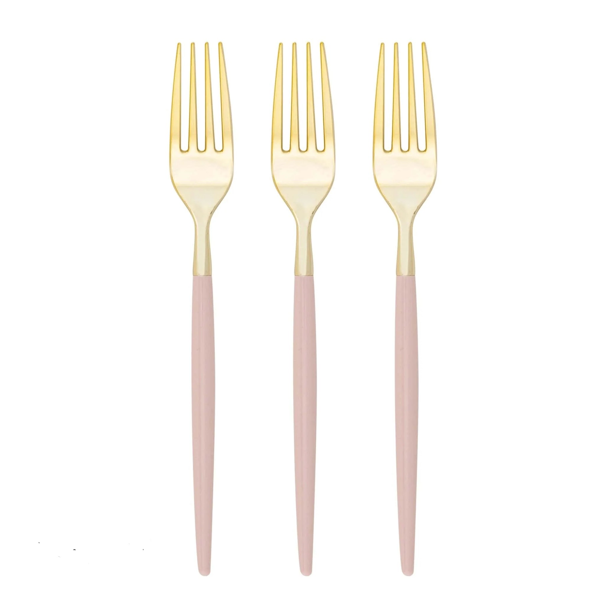 Luxe Party Chic Blush and Gold Two Tone Plastic Forks - 32 pcs